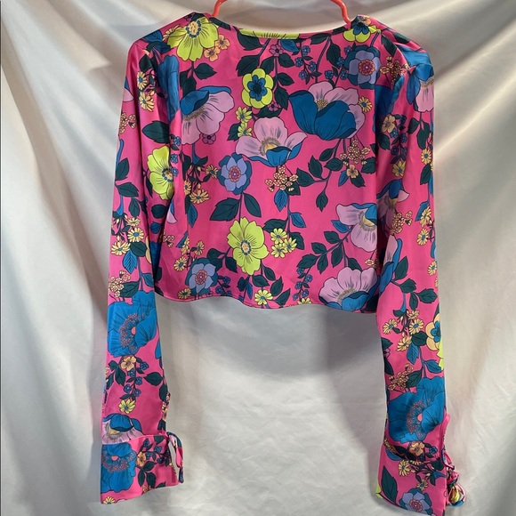Zara Pink Floral Tie-Front Blouse - Picture 10 of 10